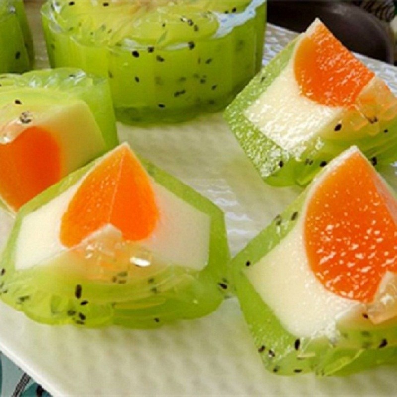 Nguyên liệu món ăn bánh trung thu rau câu phô mai kiwi